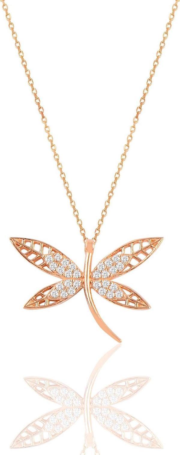 Gümüş rose zirkon taşlı yusufçuk kolye  - Image 1