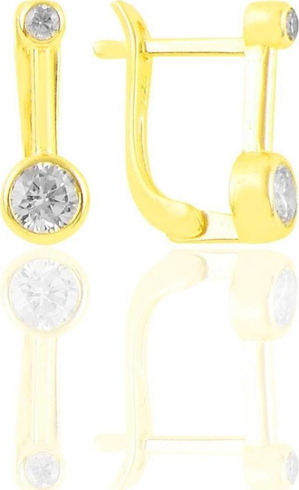 Gümüş altın yaldızlı zirkon taşlı j küpe  - Image 1