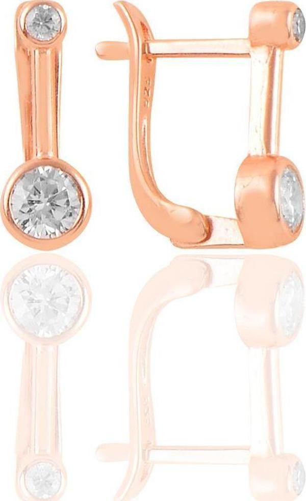 Gümüş rose zirkon taşlı  j küpe  - Image 1