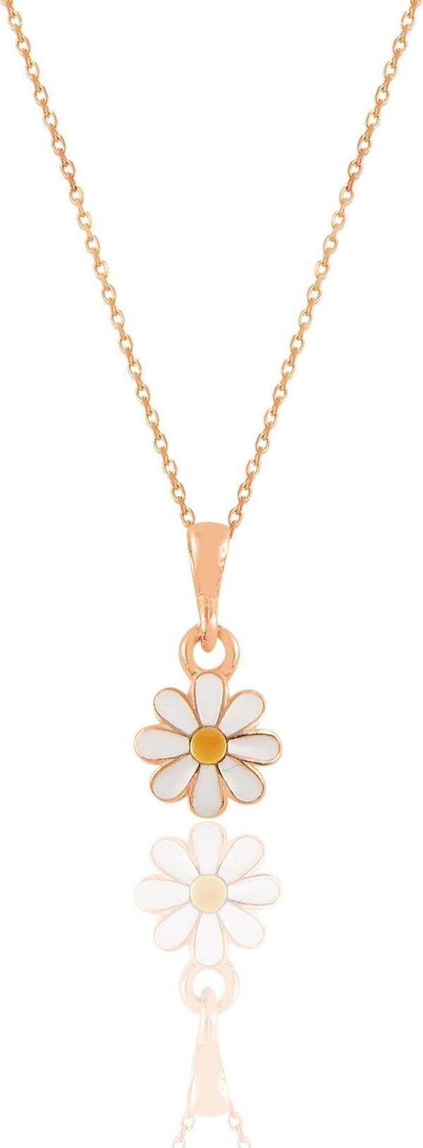 Gümüş rose mineli papatya kolye  - Image 1