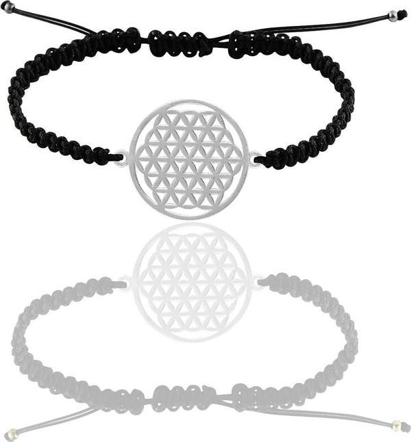 Gümüş rodyumlu yaşam çiçeği örgülü bileklik   - Image 1