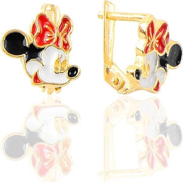 Gümüş  altın yaldızlı  mineli klipsli  küpe  - Image 1