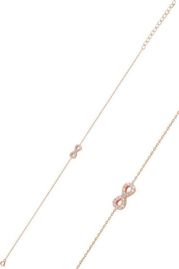 Gümüş rose zirkon taşlı sonsuzluk bileklik  - Image 1