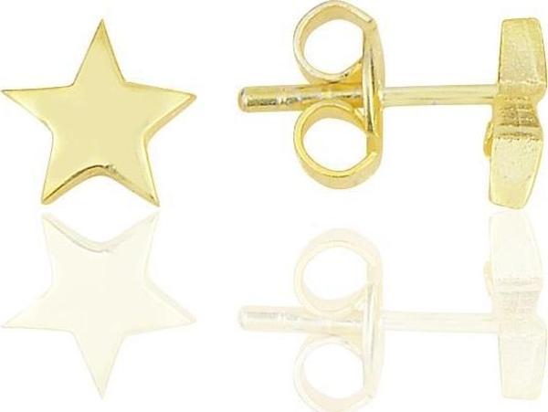 Gümüş  altın yaldızlı  üç boyutlu yıldız küpe  - Image 1