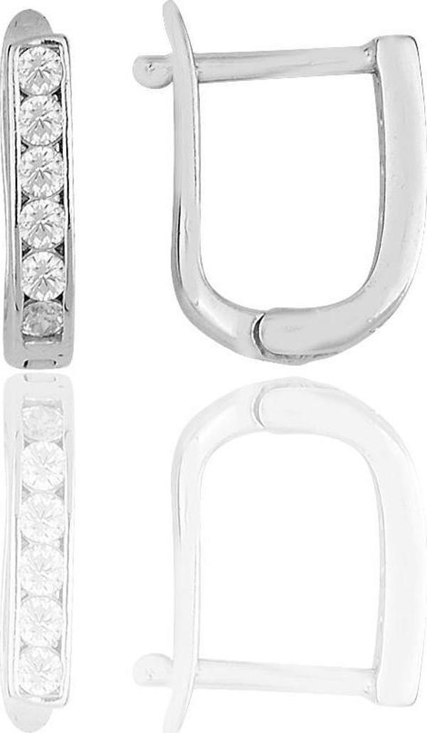 Gümüş rodyumlu zirkon sıra taşlı j küpe  - Image 1