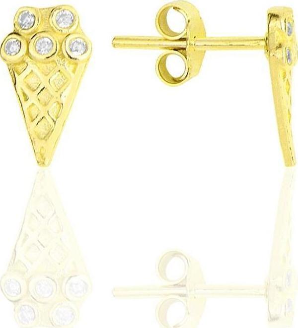 Gümüş altın yaldızlı zirkon taşlı dondurma küpe  - Image 1