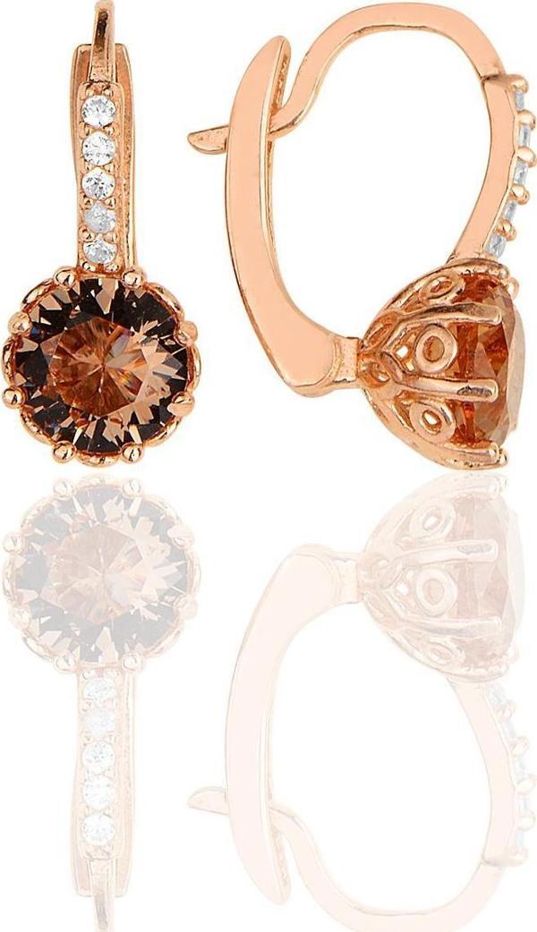 Gümüş rose zultanit (renk değiştiren) taşlı elmas montürlü küpe  - Image 1