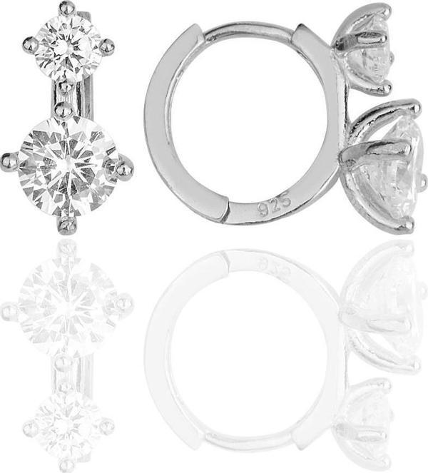 Gümüş rodyumlu zirkon taşlı halka küpe  - Image 1