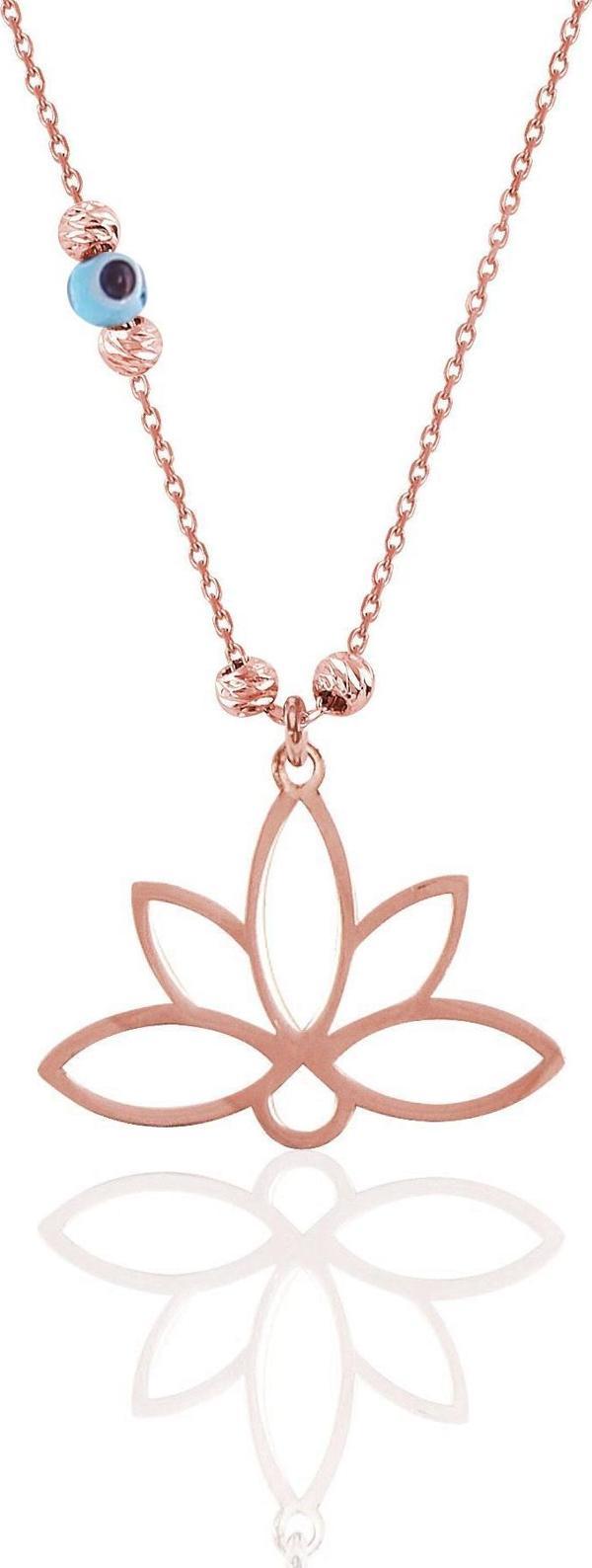 Gümüş rose nazarlı dorica sonsuz yaşamın simgesi lotus kolye  - Image 1