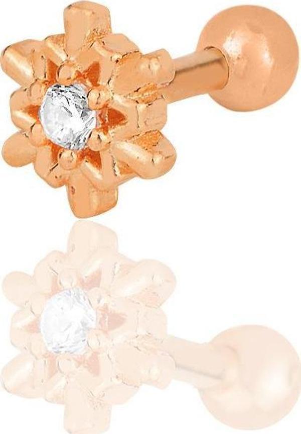 Gümüş rose zirkon taşlı kar tanesi tragus helix Piercing küpe  - Image 1