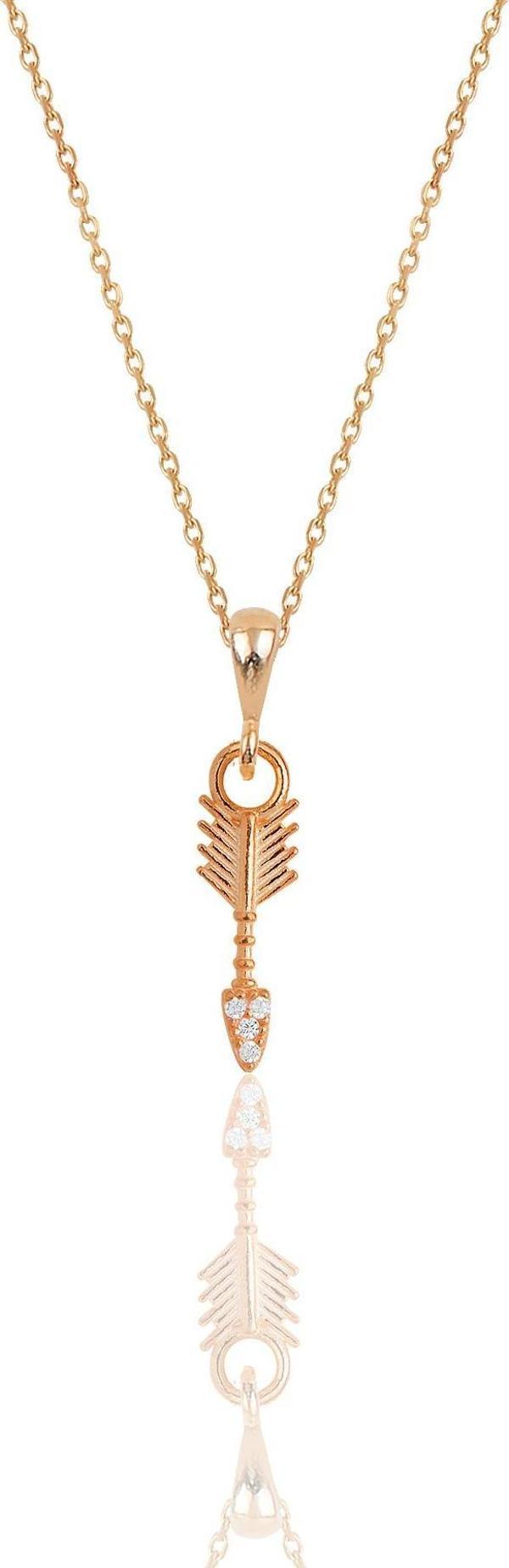 Gümüş rose zirkon taşlı ok kolye  - Image 1