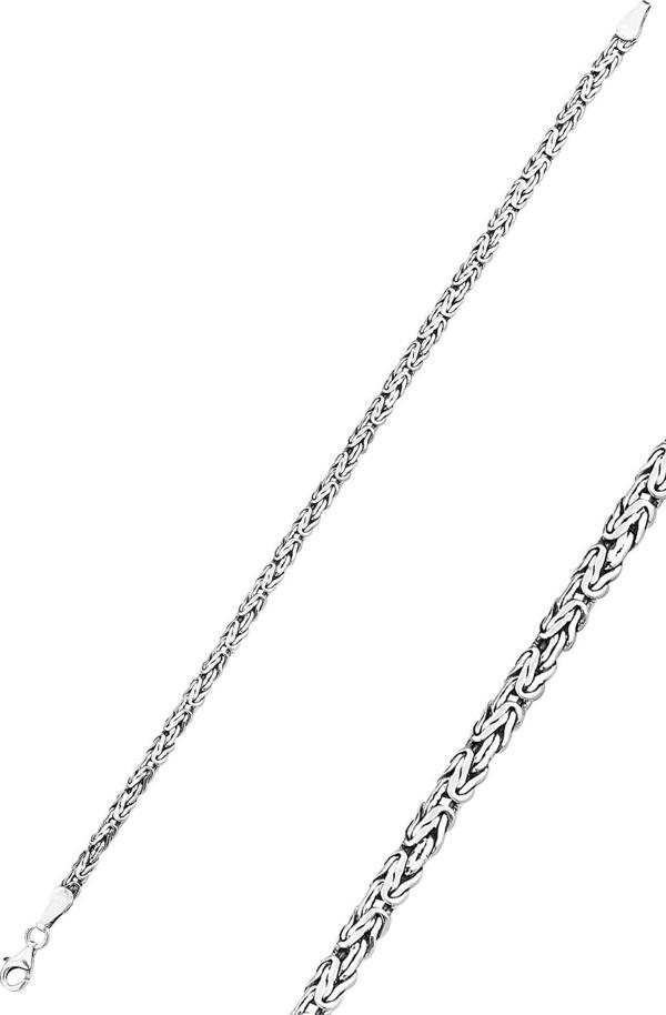 Gümüş ezme yassı model erkek kral bileklik 3,8 mm   - Image 1