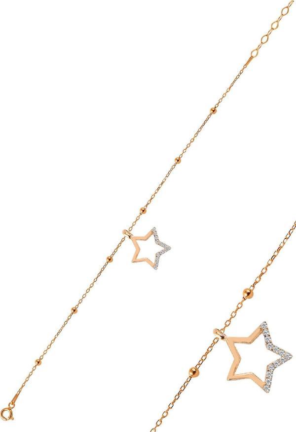 Gümüş rose zirkon taşlı yıldız figürlü top top bileklik  - Image 1