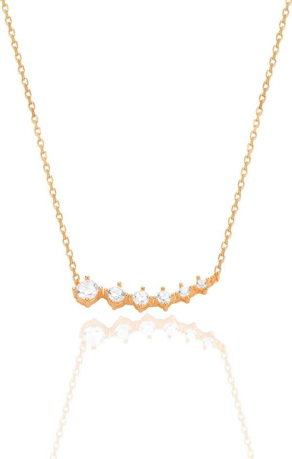 Gümüş rose zirkon sıra taşlı pırıltı kolye  - Image 1