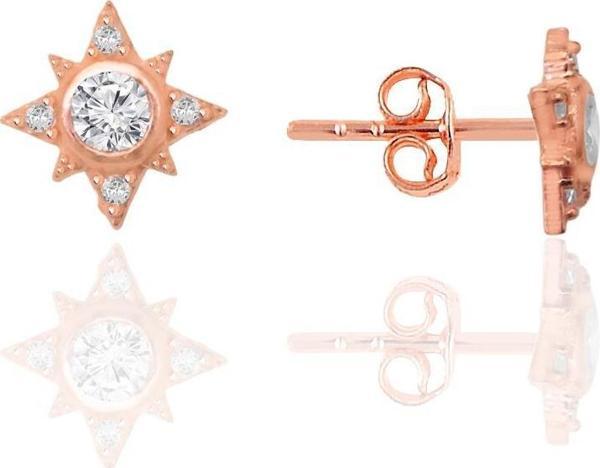 Gümüş rose zirkon taşlı kuzey ışığı kadın küpe  - Image 1