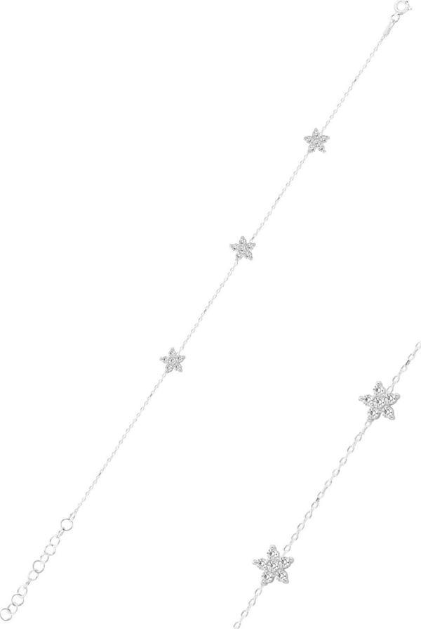 Gümüş rodyumlu zirkon taşlı çiçek bileklik  - Image 1