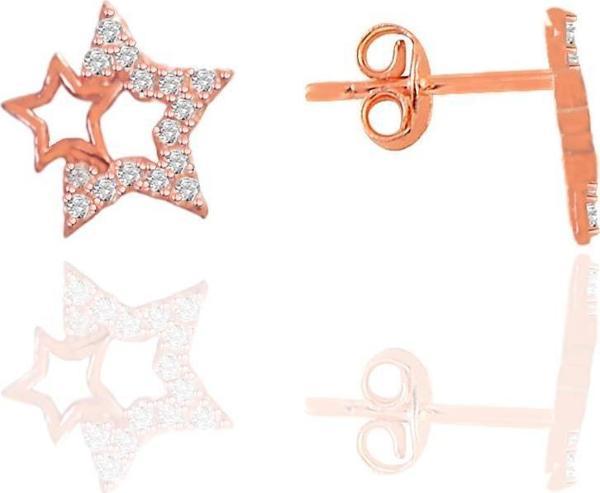 Gümüş rose zirkon taşlı gecenin yıldızları kadın küpe  - Image 1