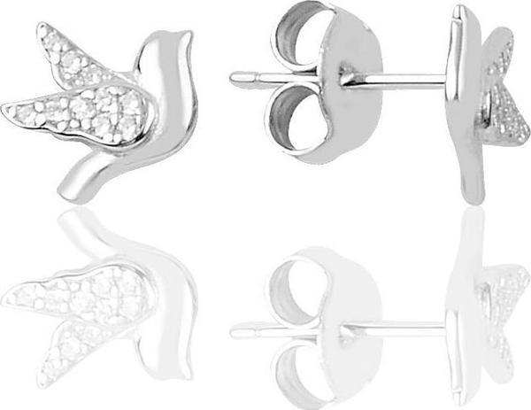 Gümüş rodyumlu zirkon taşlı haberci güvercin küpe  - Image 1