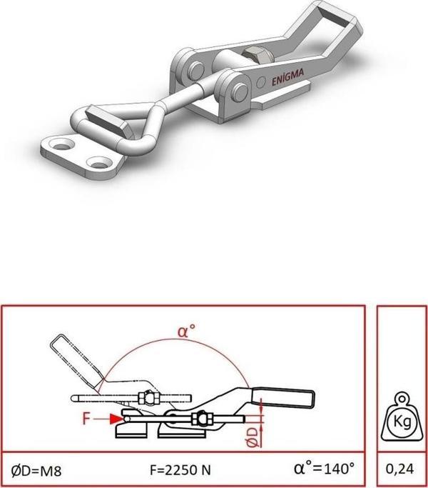 Kaput Kilidi Gerdirme Aparatı 93808 Y Galvaniz - Image 1
