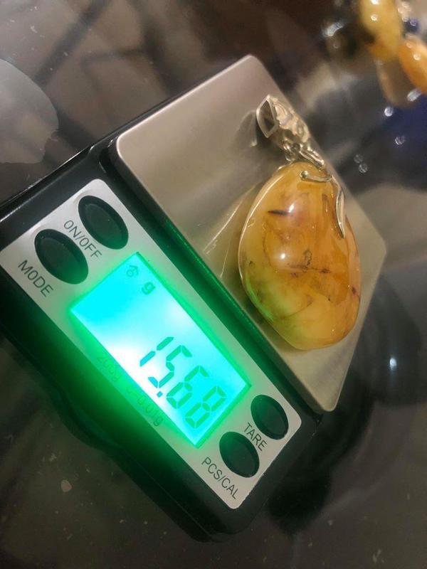 DOĞAL KAYA DAMLA KEHRİBAR KOLYE UCU OTANTİK GÜMÜŞ APARATLI 15,68 Gram - Image 1