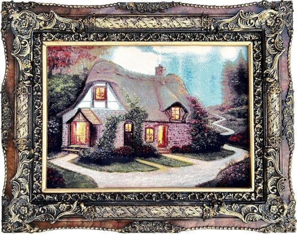 Hobbit Evi Adlı İran Tebriz Halı Tablo 94x75cm - Duvar Halı Kilim Tablo - Image 1