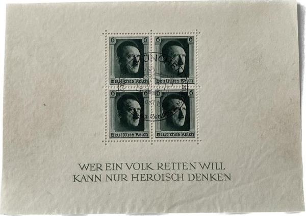 Adolf Hitler 48. Doğum Günü Damgalı Pul Bloğu 005 - Image 1