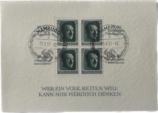 Adolf Hitler 48. Doğum Günü Damgalı Pul Bloğu 009 - Image 1