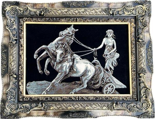 Olimpiyatlarda Yarışan Romalı Güzel Kadın Temalı Halı Tablo 95x74cm - İran Tebriz Halı Kilim Tablo - Image 1