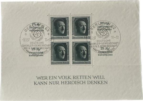 Adolf Hitler 48. Doğum Günü Damgalı Pul Bloğu 012 - Image 1