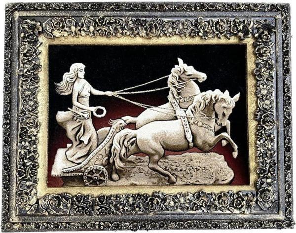 Olimpiyatlarda Yarışan Romalı Güzel Kadın Temalı Halı Tablo 95x75cm - İran Tebriz Halı Kilim Tablo (Model B) - Image 1