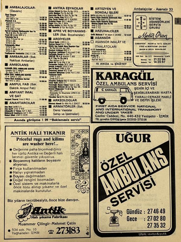 İzmir 1982-1983 Meslek Reklam İlanı Efemera S33 - Image 1
