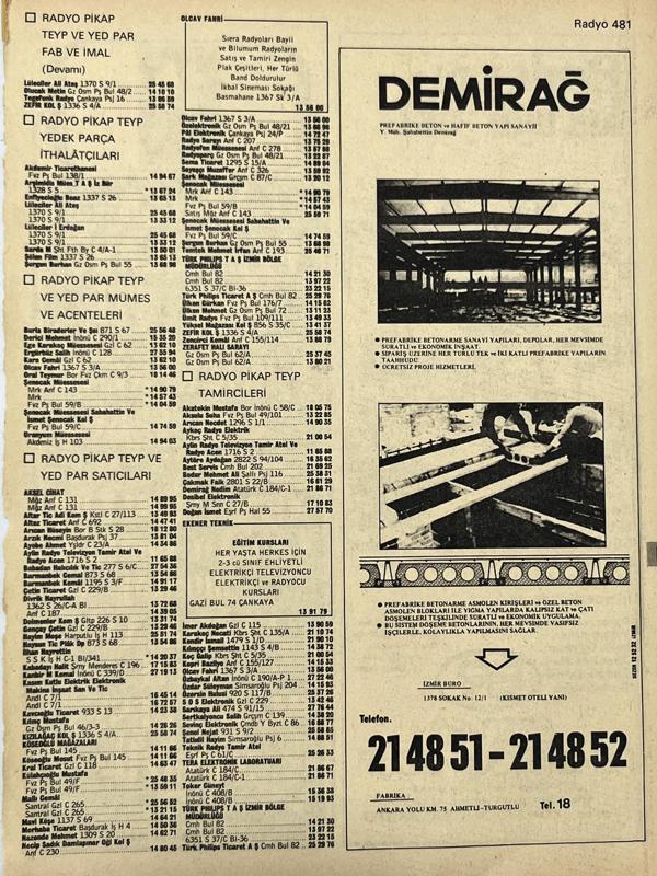 İzmir 1982-1983 Meslek Reklam İlanı Efemera S481 - Image 1