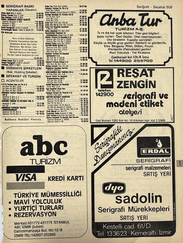 İzmir 1982-1983 Meslek Reklam İlanı Efemera S509 - Image 1