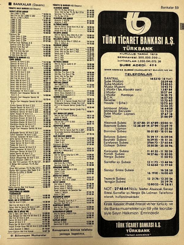 İzmir 1982-1983 Meslek Reklam İlanı Efemera S59 - Image 1