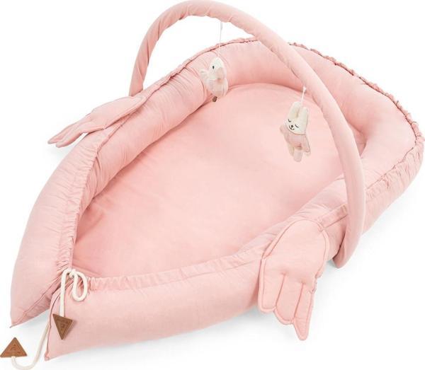 Wellgro Melek Kanatlı Anne Yanı Bebek Yatağı Babynest-Pembe ,İlk Yatağım, Oyuncak Barlı Bebek Yuvası - Image 1