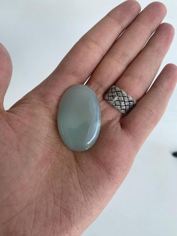 Kabaşon Kesim Doğal Aqua Kalsedon Taşı 65 Karat - Image 1