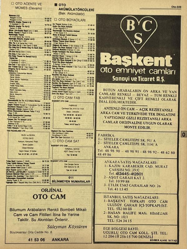 Ankara 1986 Meslek Reklam İlanı Efemera S349 - Image 1