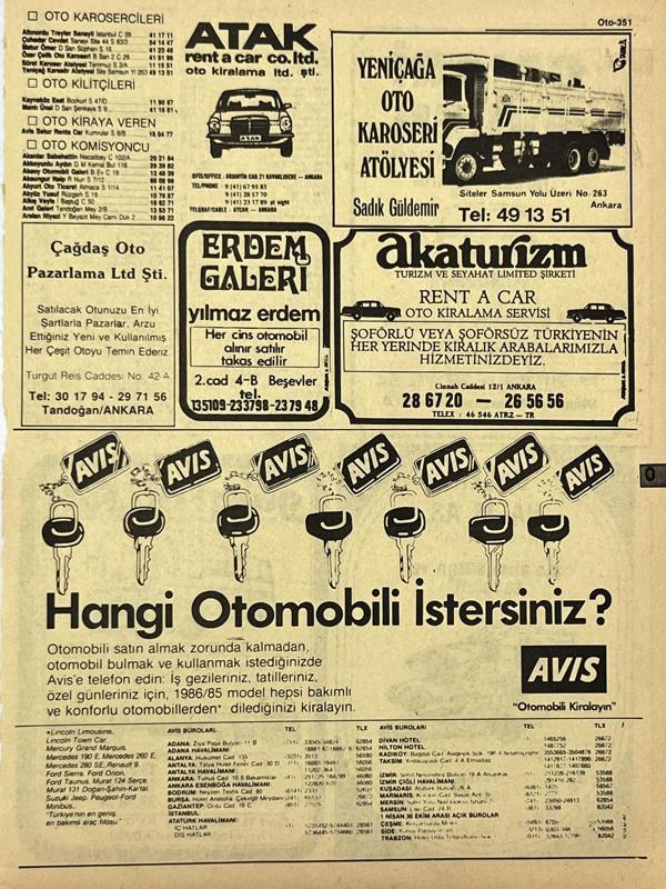 Ankara 1986 Meslek Reklam İlanı Efemera S351 - Image 1