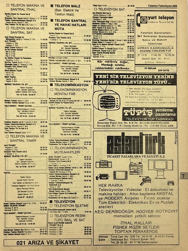 Ankara 1986 Meslek Reklam İlanı Efemera S425 - Image 1