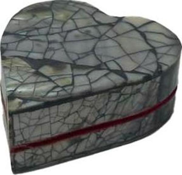 Sedef Kaplama Kalp Model Kadife Hediye Kutusu (Küçük-Model 1) - Image 1