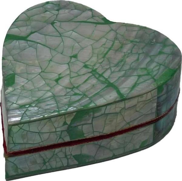 Sedef Kaplama Kalp Model Kadife Hediye Kutusu (Küçük-Model 3) - Image 1