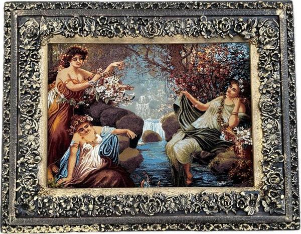 Bekar Kızlar Adlı Halı Tablo 95x75cm - İran Tebriz Halı Kilim Tablo - Image 1