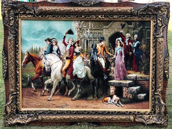 Veda Temalı Halı Tablo 123x93cm - İran Tebriz Halı Kilim Tablo - Image 1