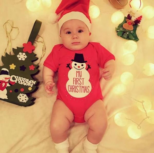 Yılbaşı Noel (CHRİSTMAS) Temalı Organik Bebek Body Şapka Takımı 3-6 Aylık - Image 1