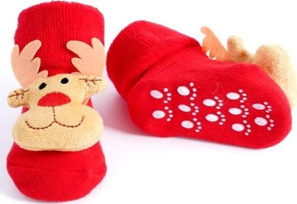 Yılbaşı Temalı Ponpon Detaylı Bebek Havlu Çorap S Beden (Model 4) - Image 1