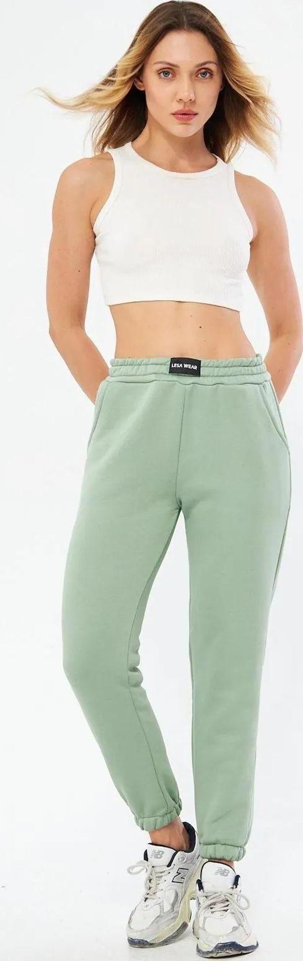 Lesa Wear Yüksel Bel Jogger Şardonlu Eşofman Altı Paçası Lastikli - Image 1
