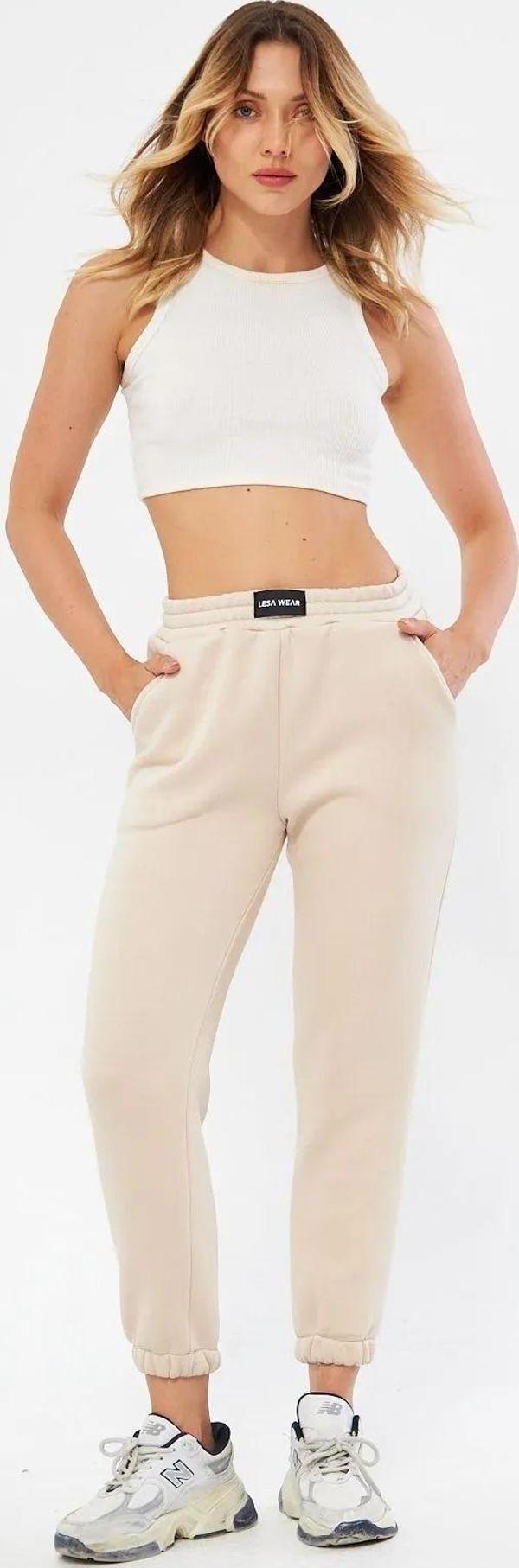 Lesa Wear Yüksel Bel Jogger Şardonlu Eşofman Altı Paçası Lastikli - Image 1