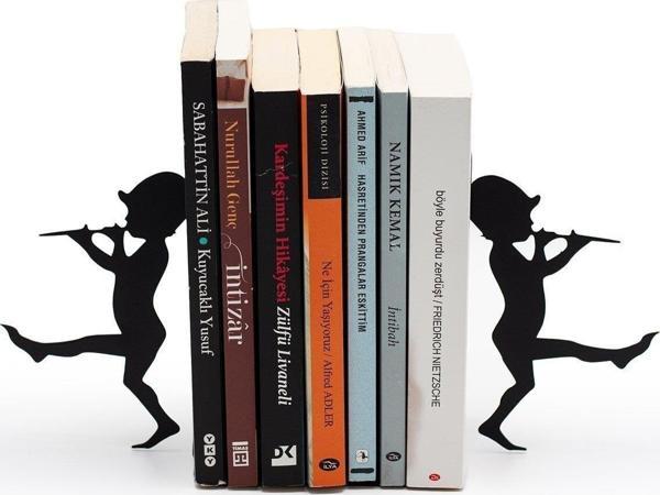 Zurnalı Adam Figürlü Metal Kitap Tutucu Siyah Kitap Desteği  - Image 1