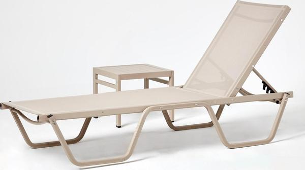 Erinöz Asos Alüminyum Fileli Şezlong - Kum Rengi - Image 1