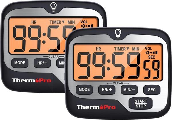 ThermoPro TM01 Mutfak,Spor, Ders Alarmlı Kronometre, Geri Sayım Sayacı ve Dijital Saat - 2 Adet - Image 1